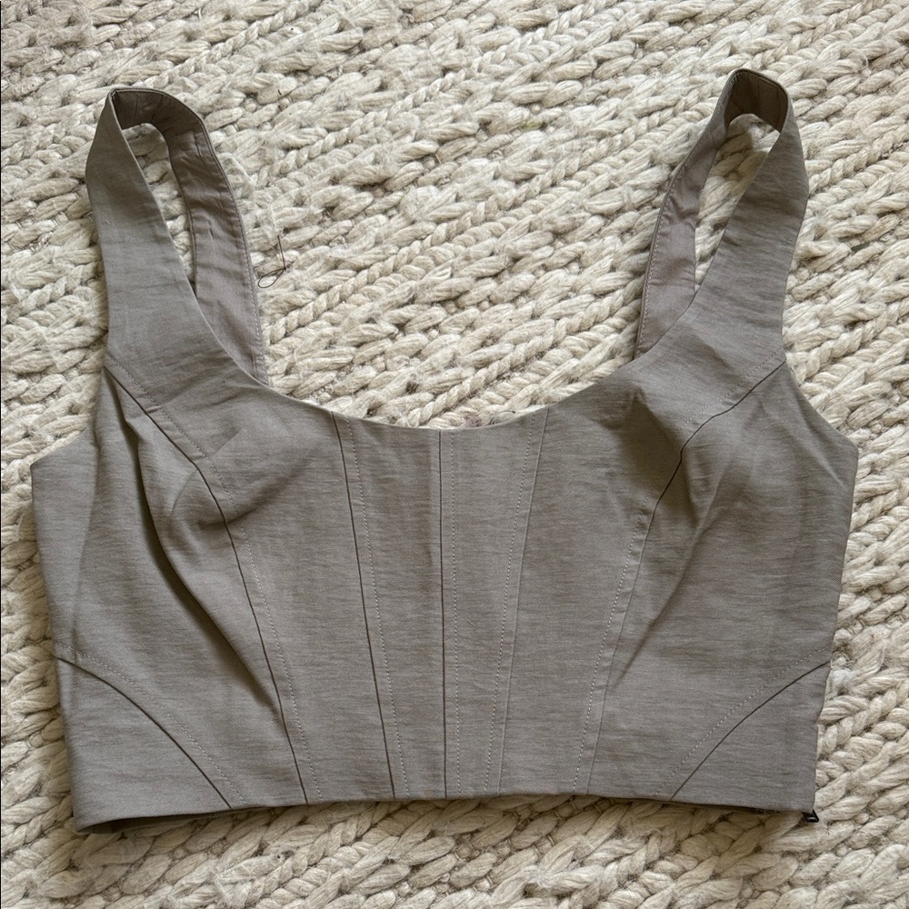 Intermix Corset Crop Top in Tan